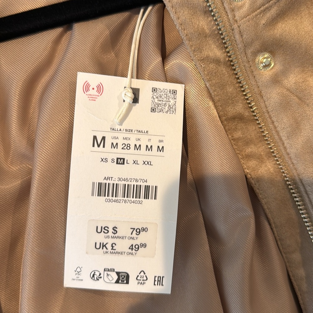 Brand new Zara faux suede jacket size medium - Picture 6 of 6